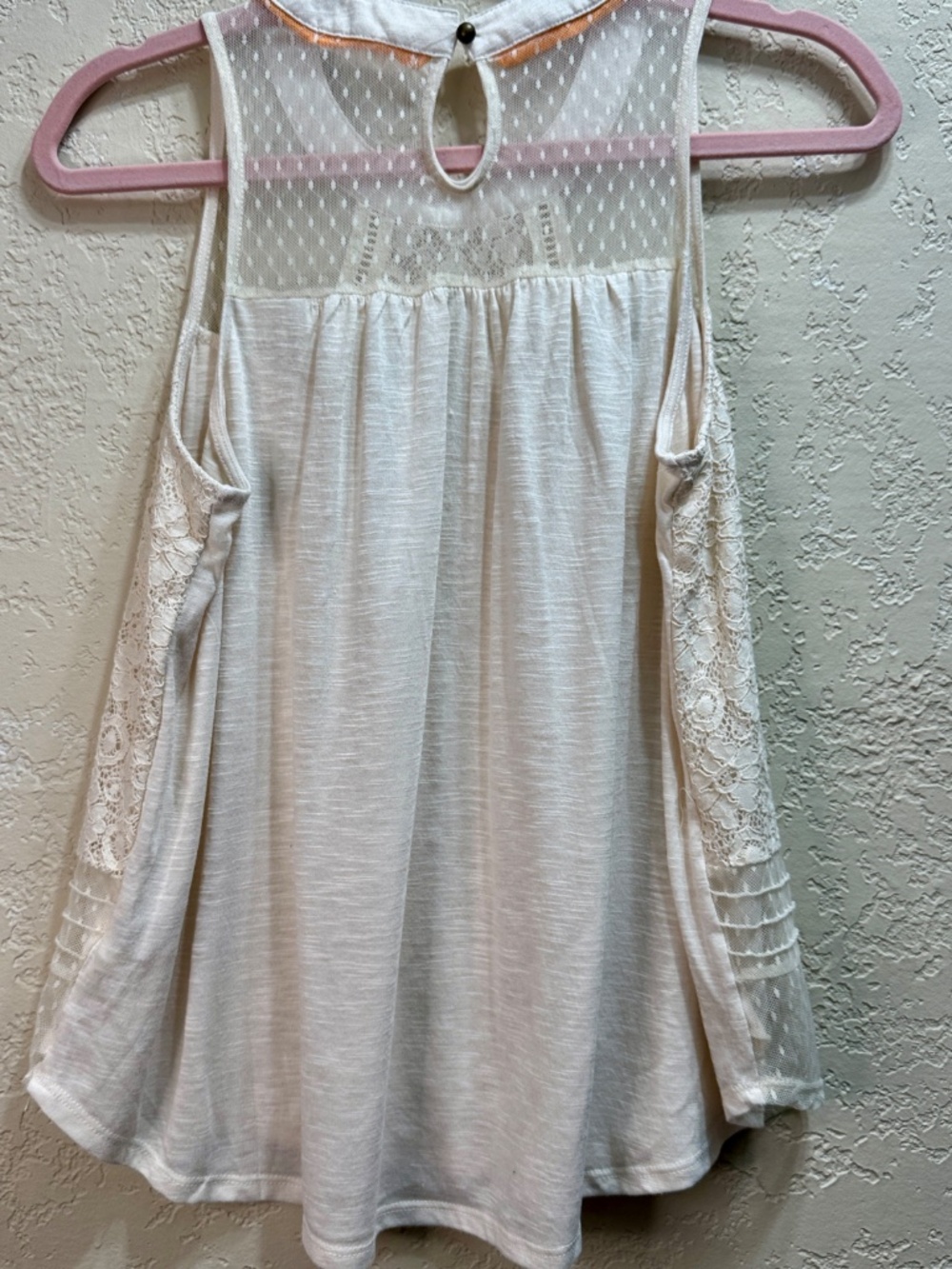 Hint of Mint Sleeveless Lace Mesh Peplum Tank Top Ivory Medium Boho Feminine - Picture 9 of 12